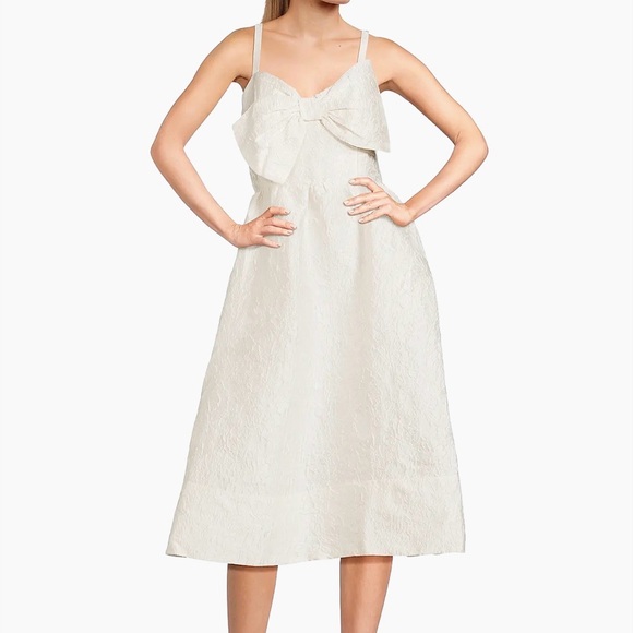 ellara jacquard midi bow dress Lilly Pulitzer Women's Ellara Jacquard Bow Midi-Dress - Coconut Leaf